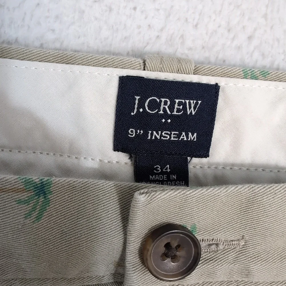 J. Crew Shorts Mens 34 Khaki Summer Re-Imagined Palm‎ Trees Tan Chino 9